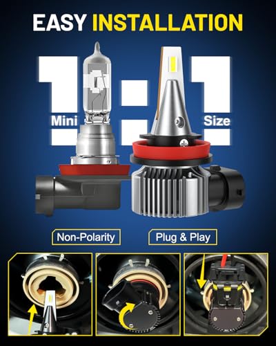 Image of AUXITO Upgraded H11 /H8 /H16 LED Fog Light Bulbs with CSP LED Chips 6500K White 700% Brighter Mini Size Plug and Play for Fog Lights or Daytime Running Lights DRL, Pack of 2