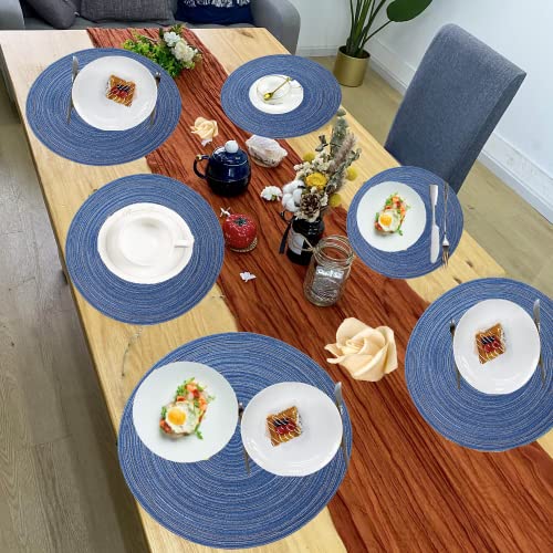 Ecomahrt Round Braided Placemats 15 Inch - Set Of 6 Kitchen Table Placemats - Washable Round Placemats For Home Dinner Holiday Wedding Party #TOP5