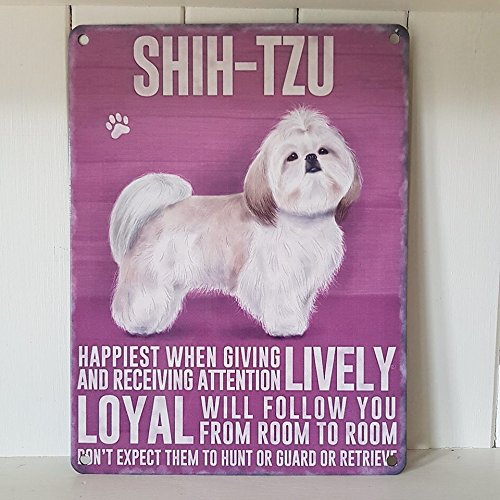 The Original Metal Signs Shih-Tzu Perro Placa metálica para la Paredu00a0u0096u00a0Lively, leales.