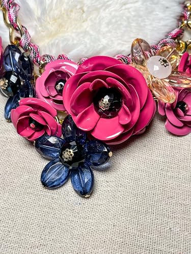 Flower Bib Statement Necklace Chunky Flower Statement Necklace Drama Bib Collar Jewelry Set for Women Prom Party Jewelry3