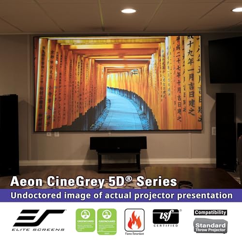 Image of Elite Screens Aeon CineGrey 5D, 150-Inch Diagonal 16:9, Edge-Free Fixed Frame Projector Screen - Ceiling and Ambient Light Rejecting (CLR /ALR) for Home Theater and Movies, AR150DHD5