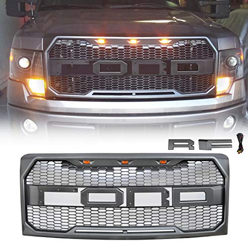 VZ4X4 GRAY Raptor Style Grill Mesh Grille, Compatible with Ford 2009-2014 F-150 F150