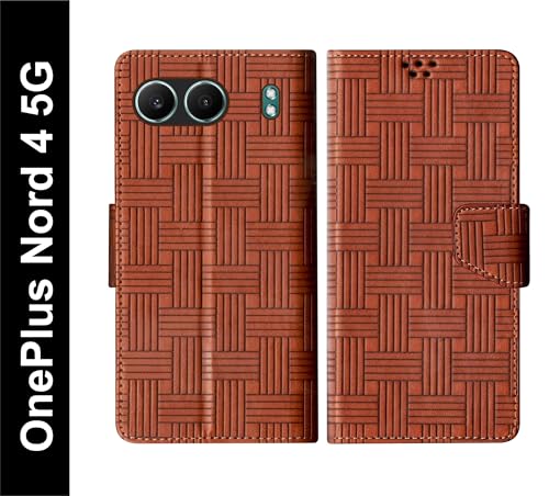 Image of SBMS Flip Cover for OnePlus Nord 4 5G Back Cover Case with Magnatic Closure | Inbuilt Stand | Card & Money Pocket (Mat Tan)