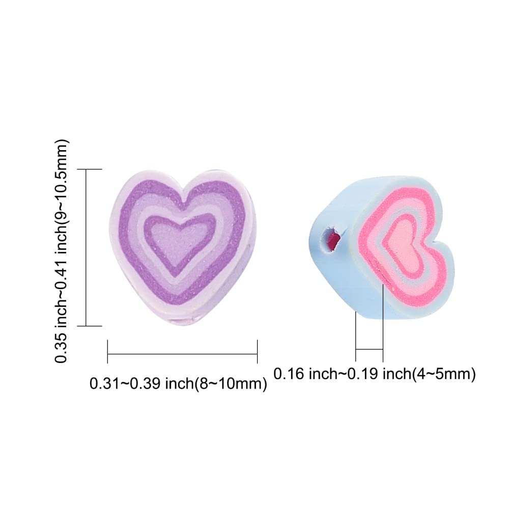 Ipotkitt 100Pcs Handmade Colourful Heart Polymer Clay Beads for DIY Crafts Finding Necklace Jewellery Making Accessories - Image 2