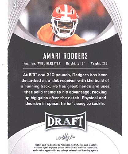 2021 Leaf Draft Football #32 Amari Rodgers Clemson Tigers XRC Rookie Trading Card Single from Box Set Raw Condition (Near Mint or Better) : Collectibles & Fine Art