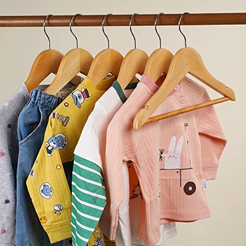 Image of Naayaab Craft Solid Wooden Hangers | 360 Swivel Hook and Notches | Wooden Clothes Hanger for Hanging Garments and Accessories with Non-Slip Bar (Natural) Pack of- 5