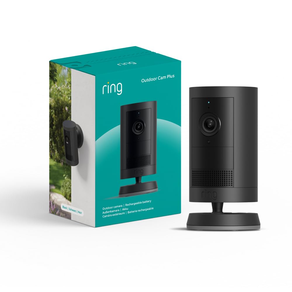 Ring Ring Outdoor Camera Plus (newest gen) Battery | Wide-Angle 2K Video with Ring Vision I DIY Wireless Outdoor Security Camera | alternative to CCTV system I 30-day free trial of Ring Subscription Plan
