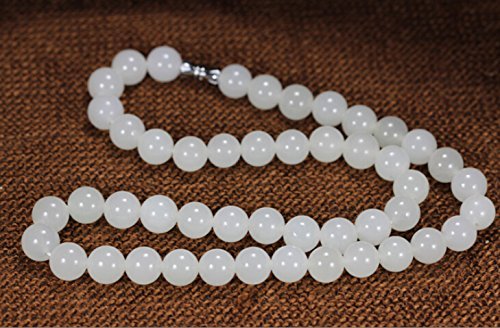 Genuine Hetian White Jade Necklace Chain Natural China Xinjiang Bracelet Strand of Beads Prayer Mala Worry Tibetan Beads Chinese He Tian Emerald Jadeite Glassy Icy Certified Lady Woman Girl