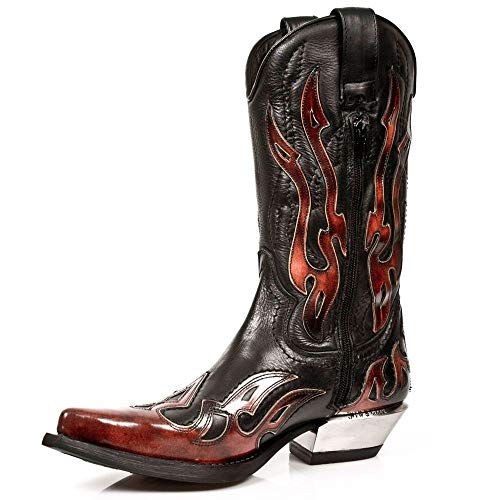 New Rock Red and Black Flame Boots 7921 S24