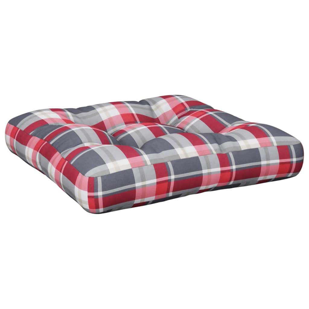 Coussin de palette motif carreaux rouges 50x50 avec rembourrage moelleux pour salon