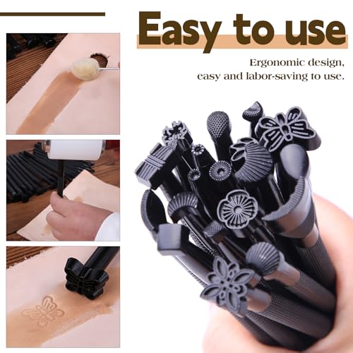 image for QMNNMA 20 PCS Leather Stamping Tools, Different Shape Saddle Making St