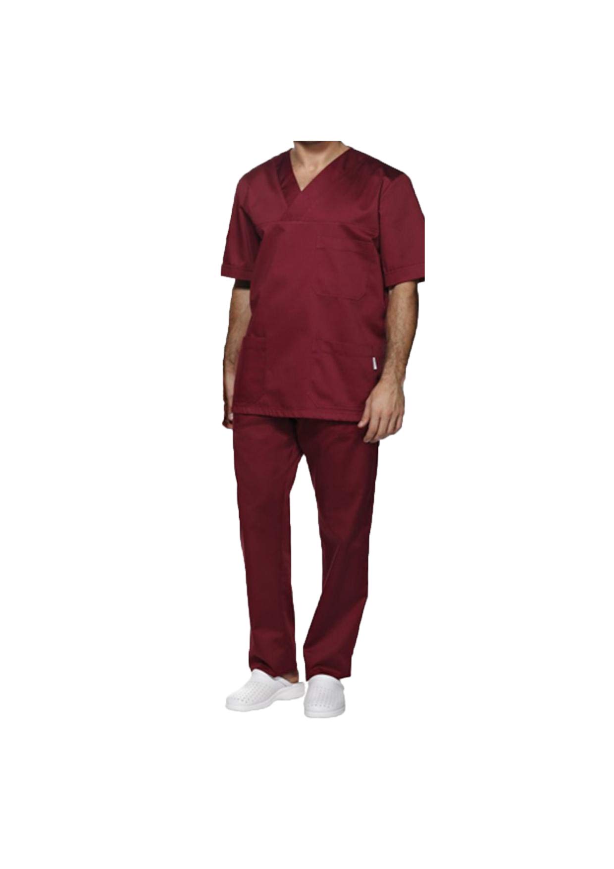 Ricamo Gratuito - Completo Sanitario - Divisa Ospedaliera - Casacca e Pantalone - per Studenti, Infermiere, Oss - Scollo a V, Unisex - Made in Italy