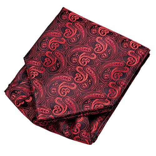 Image of Hi-Tie Silk Ascot for Men Self Tie Men's Cravat and Flower Lapel Pin Handkerchief Cufflinks Set for Wedding Party