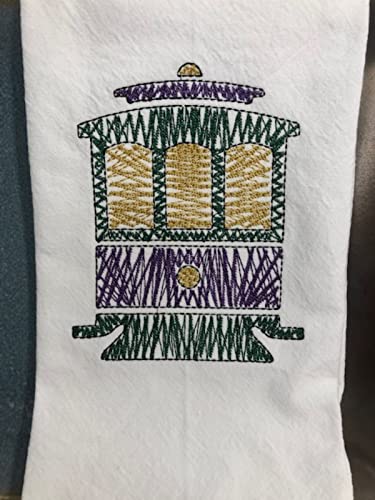 Mardi Gras New Orleans Streetcar Kitchen Tea Towel Embroidered Customized #TOP2