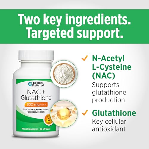 Image of DOCTORS' PREFERRED N-Acetyl L-Cysteine (NAC) + Glutathione | 30 Capsules | Antioxidant Support