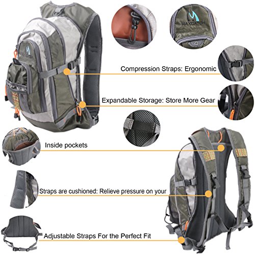 Maxcatch Chaleco de Pesca con Mosca Fly Fishing para Hombre y Mujer Ajustable Al Aire Libre (Chaleco/Mochila de Pecho/Mochila) miniatura 4