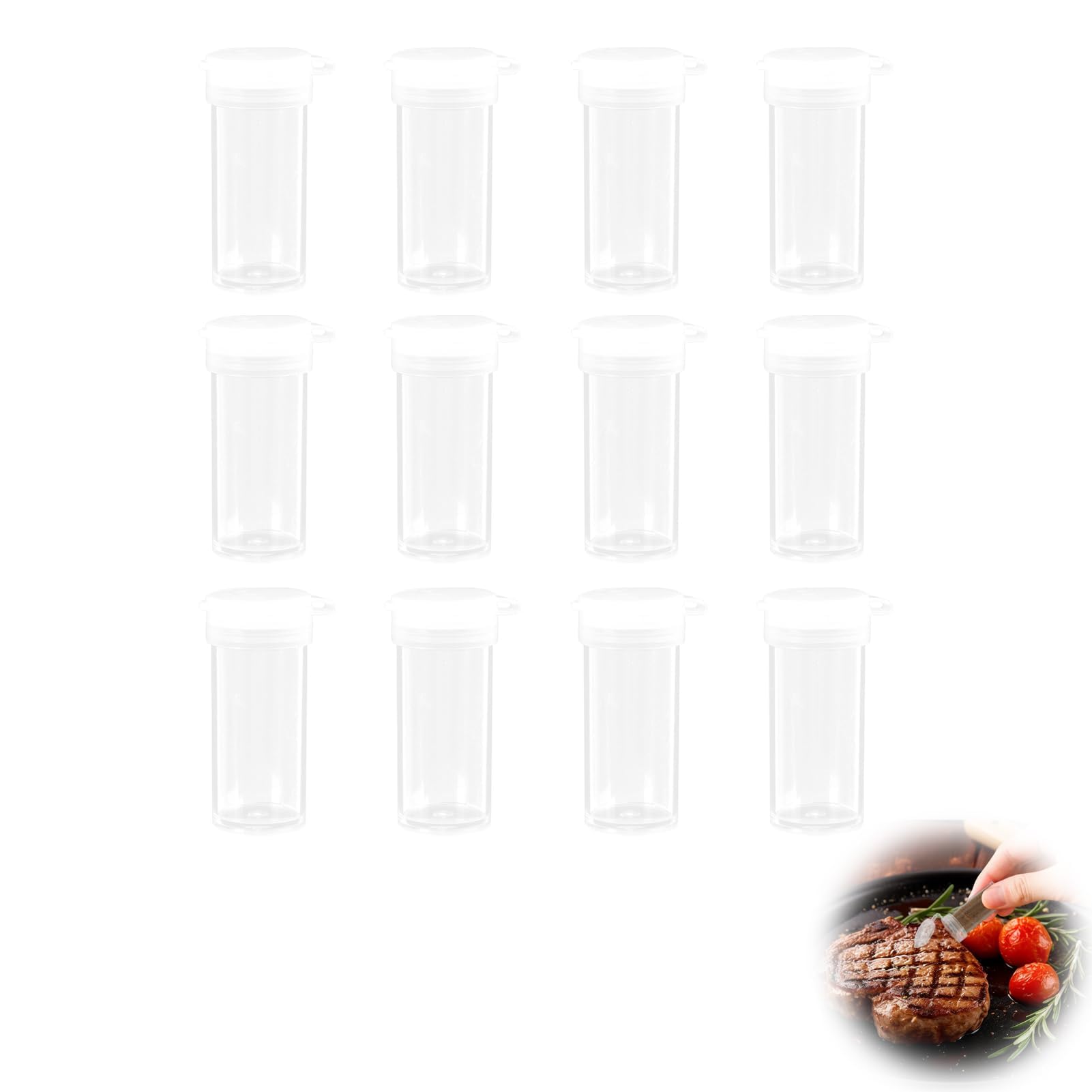 Juego de 12 Saleros de Plástico Extrapequeños - Botellas Mini para Sal y Pimienta con Tapa, Dispensadores Portátiles para Fiambreras, Camping y Picnic.，pequeño mini salero y pimentero