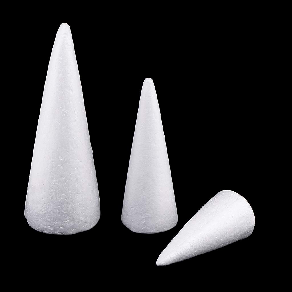 10 zestawów 3 x stożek styropian styropianowy, 3 rozmiary do majsterkowania, dekoracji choinki
