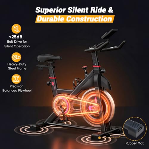 Image of NEWBULIG Exercise Bike with APP, Stationary Bikes for Home, Workout Bike for Adults & Seniors, Cycle Machine, Adjustable Height and Resistance, Low Noise, 265lbs Weight Capacity, Easy Assembly