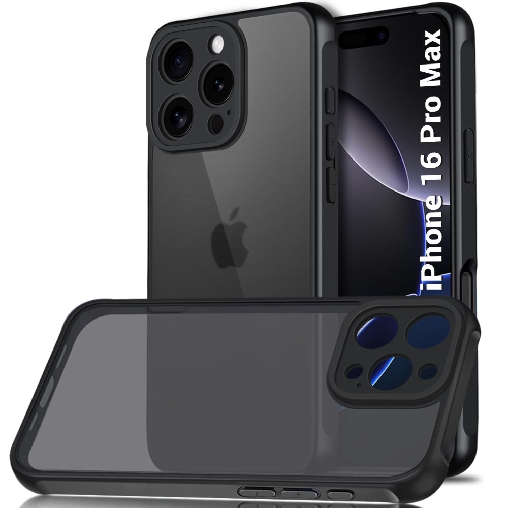 TheGiftKart Hybrid Matte Frosted Translucent Back Cover Case for iPhone 16 Pro Max | Shockproof Design | Camera Protection Module | Hard Back Cover for iPhone 16 Pro Max (PC & TPU, Frost Black) (B0DFH94Z3C) Amazon Price History, Amazon Price Tracker