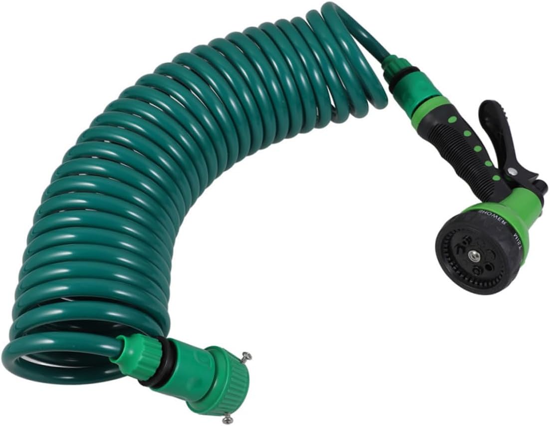 Garneck 1set Expandable Coiled Garden Hose Lightweight Spring Hose Nozzle for Car Wash and Garden Use Retractable Design for Easy Storage and Portability