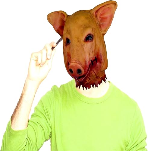 Miniatura 6 de Máscara de cerdo de látex de animales aterradores, disfraz de Halloween, accesorios de cosplay, cabeza de cerdo sangrienta, máscara de terror de