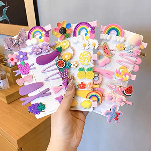 Hair Clips for Girls, 42PCS Cute Hair Accessories for Girls, Lovely Animal Fruit Candy Rainbow Hair Pins Hair Barrettes Set Fashion Headbands Hair Accessories for Girls Baby Girls Kids Favor Gift