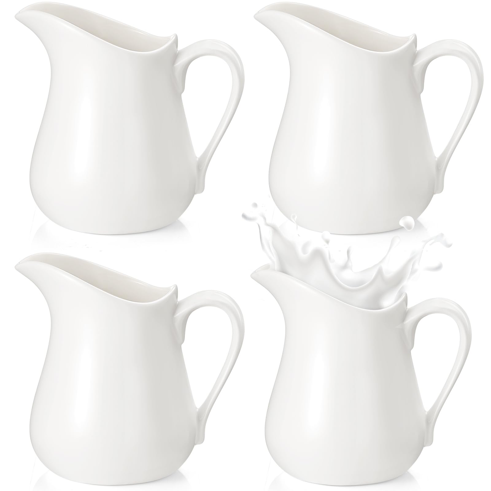 4 Pcs 16 oz Ceramic Creamer Pitcher with Handle, Large Porcelain Jug