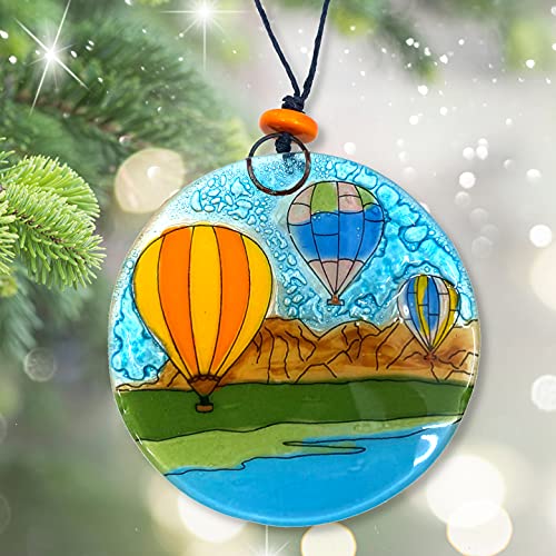 Ruth's Ethical Goods Hot Air Balloon Christmas Tree Ornament - Art Glass Light Catcher #TOP2