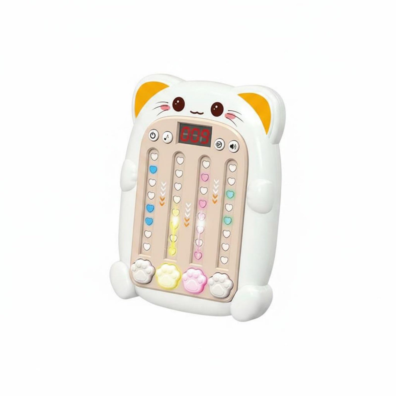 Bear Rhythm Game Parent-Child Play Whack-a-Critter Game Music Early Learning Toy for Children, Toddlers, White, Kitten-image-5