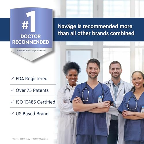 Image of Navage Nasal Irrigation System Premium Bundle, Nasal Rinse, Congestion Relief, 30 Seconds Sinus Cleaner w / 90 SaltPods. 2 Nose Docks, 4 Pillows & Batteries, Powered Sinus Rinse System ($155+ Value)