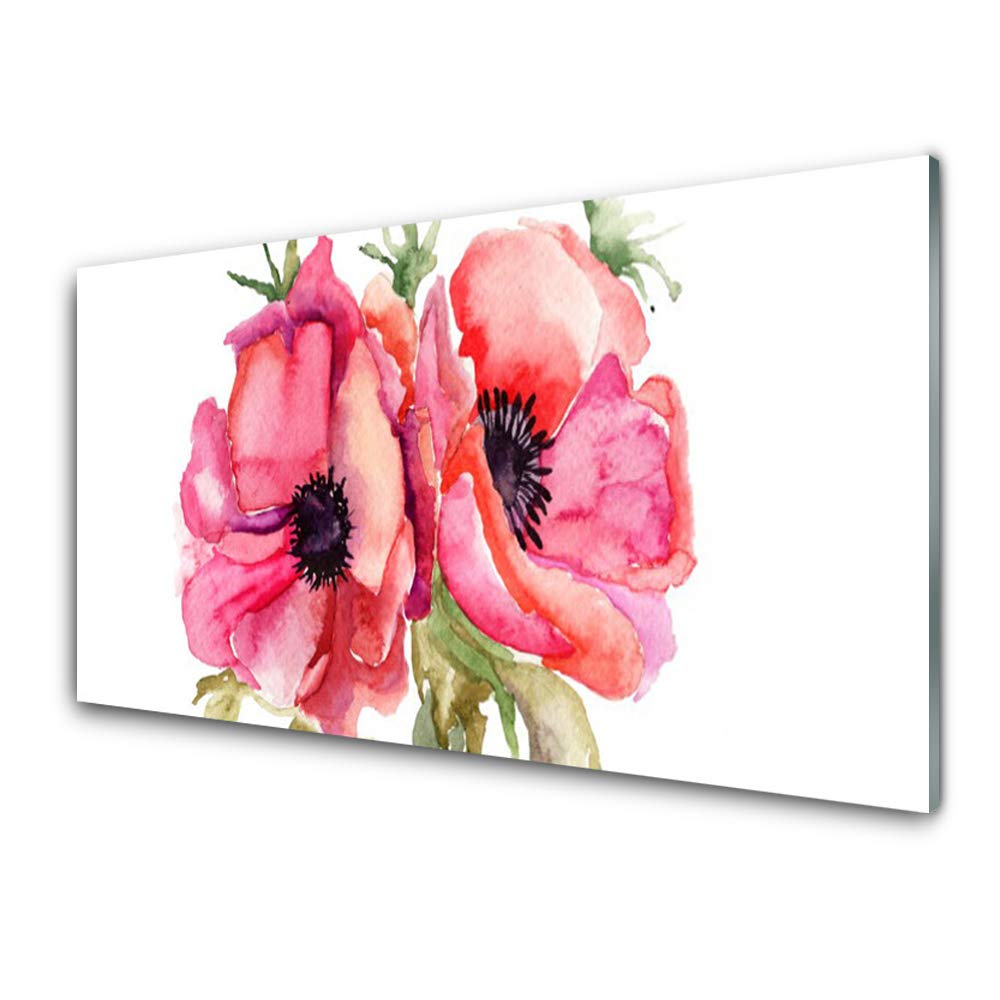 Impression sur Verre Trempé 100x50cm Tulup - Tableau Mural Fleurs Aquarelle