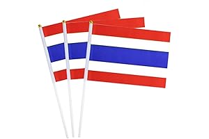 Thailand Flag Thai Small Stick Mini Hand Held Flags Decorations 1 Dozen (12 pack)