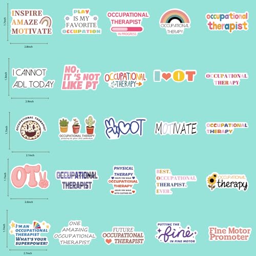 50PCS Occupational Therapy Stickers OT Sticker for Water Bottle Occupational Therapist Gift OT Laptop Decals - Image 4