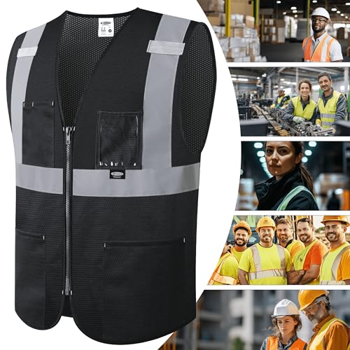 Image of JKSafety Safety Vest for men women Hi Vis Vest with Pockets and Zipper High Visibility Meet ANSI Standard(BX310