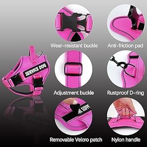voopet Service Dog Harness, Emotional Support Pet Vest Harness, Reflective Breathable and Adjustable No-Pull ESA Dog Harness for Small Medium Large Dogs (with 4 PCS Removeable Tags)