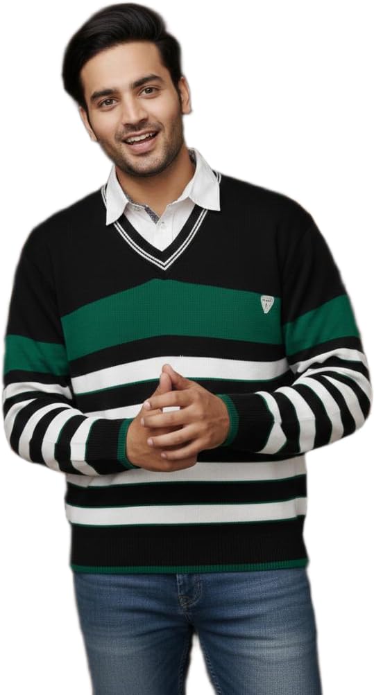 Khushi Exports Men's Wool V-Neck Sweater-picture-43