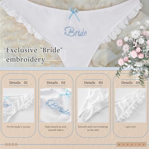 Bride Thong,S/M/L Lace Ruffle Embroidered Thong,Bride Panties,Bridal Bachelorette Bridesmaid for Brides Gift2