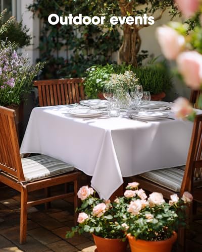 Pureegg Rectangle Table Cloth 60" x 84" – Durable Polyester Tablecloth Offers Reusable & Washable Protection, Ideal for Outdoor Party, Picnic, Wedding, Banquet and Birthday, 1 Pack, White - Image 5