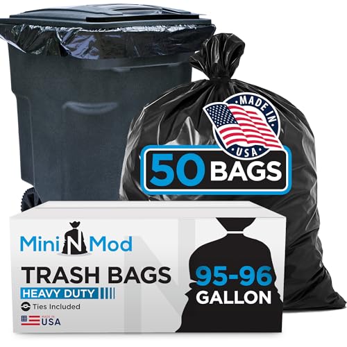 95-96 Gallon Trash Bags Heavy Duty | 50 Count | Extra Large 95-96 Gallon Trash Can Liners | 90-100 Gal for Outdoor, Commercial, and Home Use