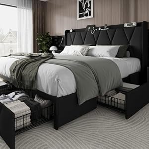 King Size Bed Frame with 4 Storage ...
