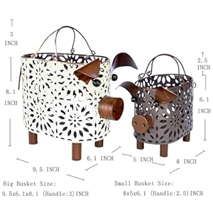Farmhouse Metal Small Storage Basket Set For Kitchen or Bathroom Pig Decor, 2 Count Stackable Small Basket with Handle Farmhouse Metal Small Storage Basket Set For Kitchen or Bathroom Pig Decor 2 Count Stackable Small Basket with Handle