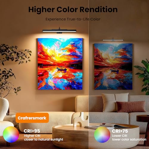 3Pack Picture Light Battery Operated, 16in Picture Light for Wall, 5000mAh Cordless Wall Lights with Controller,Art Light with Dimmable Cordless for Wall Painting,Frame, Portrait, Dartboard- Black