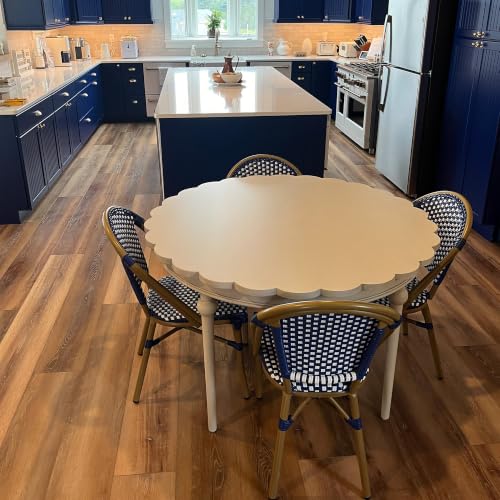 Image of PURPLE LEAF Outdoor Bistro Dining Chairs Set of 4, Bamboo Finish, Blue