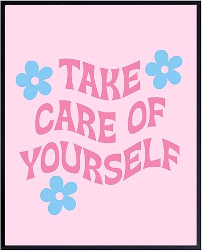Self-care Wall Art & Decor - Yellowbird Art & Design Self-love Poster - Pink Preppy Family Wall Artwork - Contemporary Aesthetic Indie Inspiration