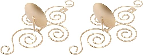 Miniatura 9 de Fydun Juego de 2 portavelas de pared, plegables, estilo europeo, de hierro en remolino, para colgar en la pared, portavelas para decoración del