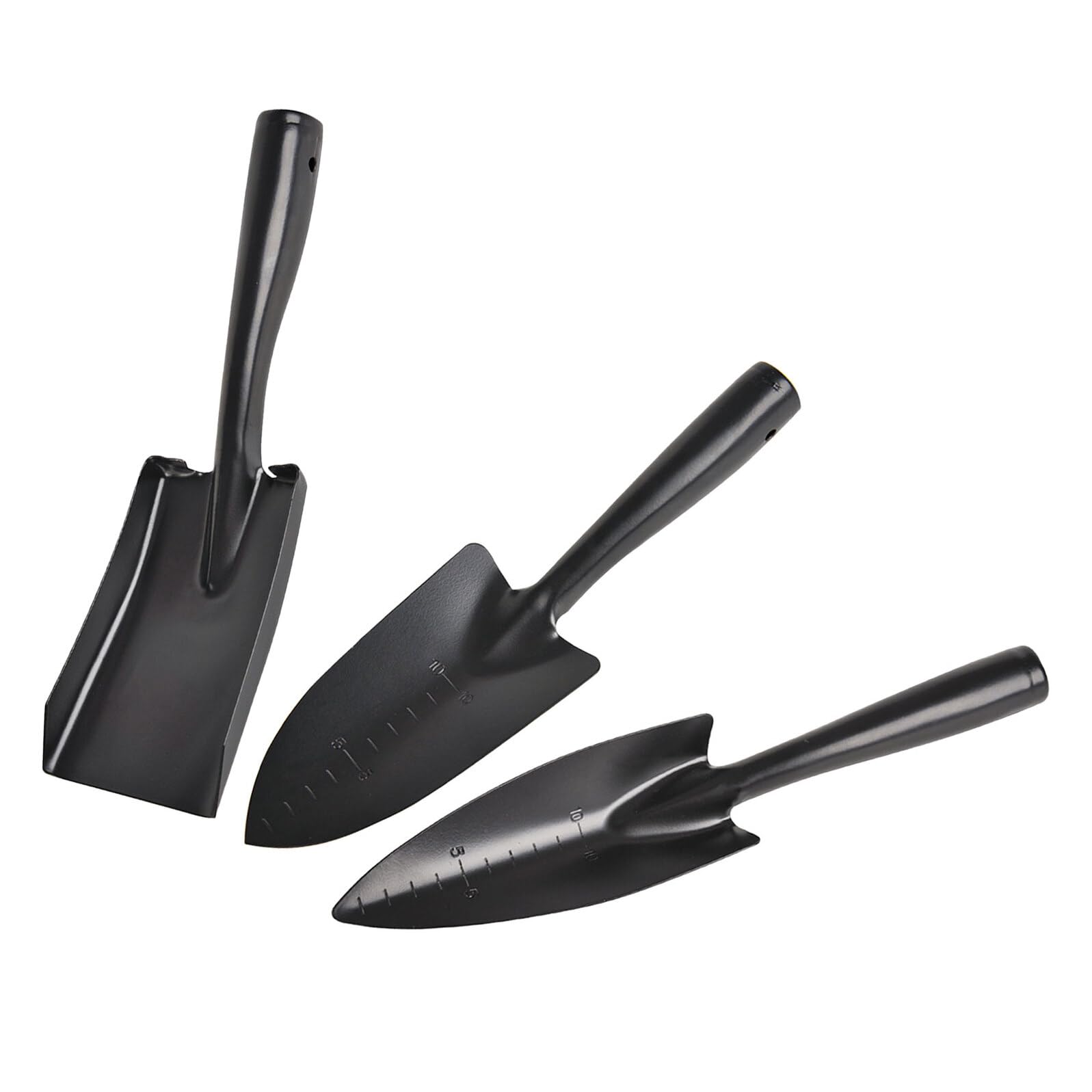 Ensemble compact avec pelle large et étroite en acier noir pour un jardinage sans effort