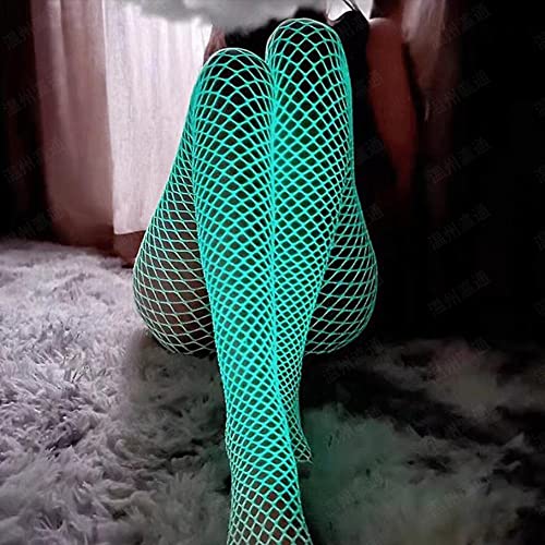 Image of gofidin Stylish Party Club Women's Mesh Pantyhose Noctilucence Hot Hollow Out Fishnet Stockings Luminous Nylon Tights
