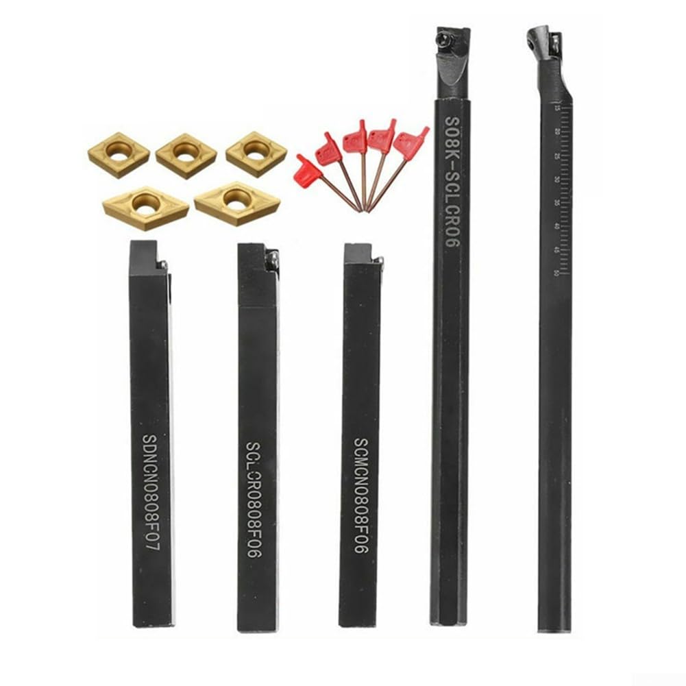 Porte-outils de tour 8mm avec inserts CCMT060204 et DCMT070204 pour filetage et coupe