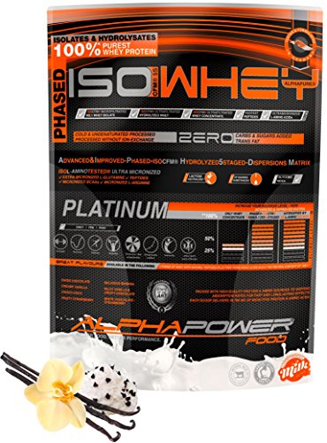ALPHAPOWER FOOD CFM Whey Isolate Protein Pulver I Eiweißpulver, Eiweiss Shake 1kg Milch Vanille - Schoko Split I IsoWhey